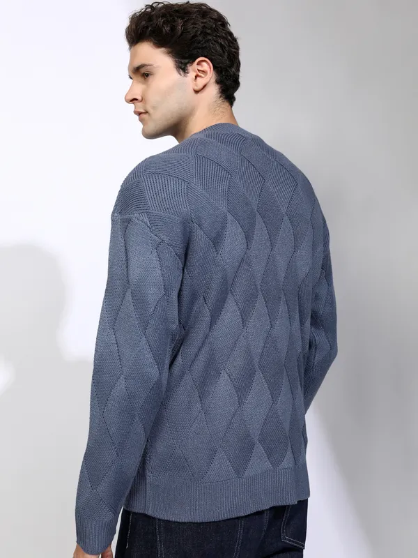 Highlander Men Grey Round Neck Pullover Sweater