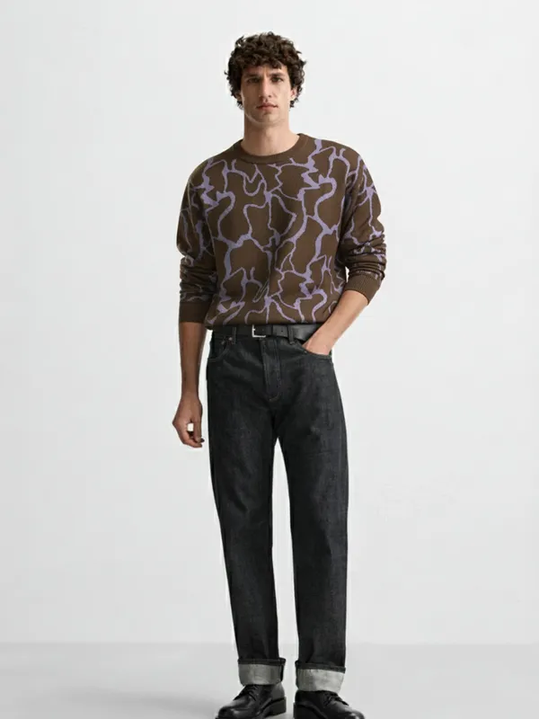 Highlander Men Purple Round Neck Pullover Sweater