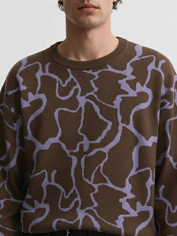 Highlander Men Purple Round Neck Pullover Sweater