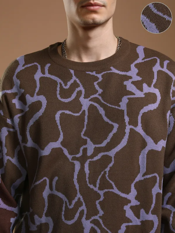 Highlander Men Purple Round Neck Pullover Sweater