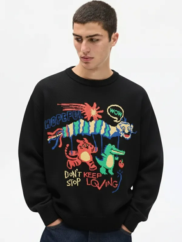 Highlander Men Black Round Neck Pullover Sweater