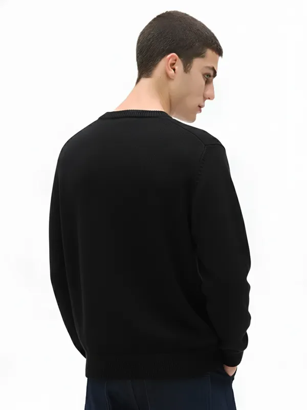 Highlander Men Black Round Neck Pullover Sweater