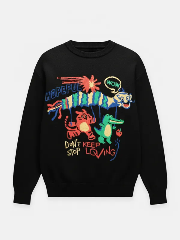 Highlander Men Black Round Neck Pullover Sweater