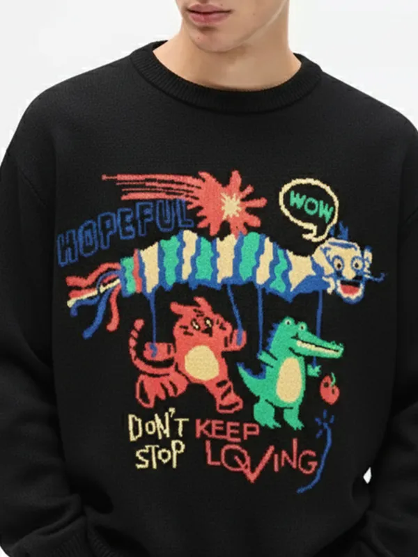 Highlander Men Black Round Neck Pullover Sweater