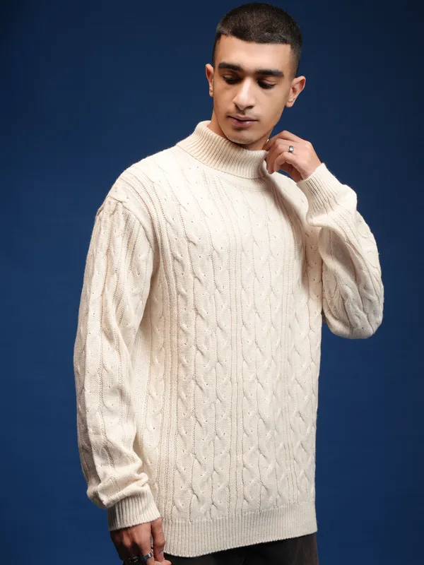 Men Self Design Sweater