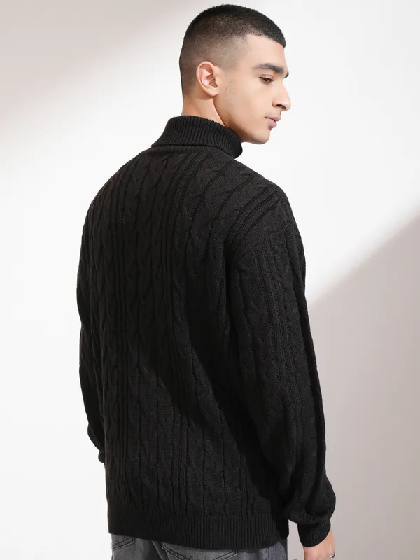 Men Self Design Sweater