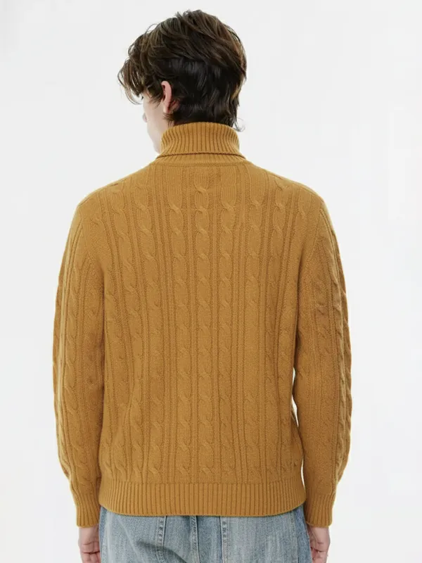 Highlander Men Yellow Turtle Neck Pullover Sweater