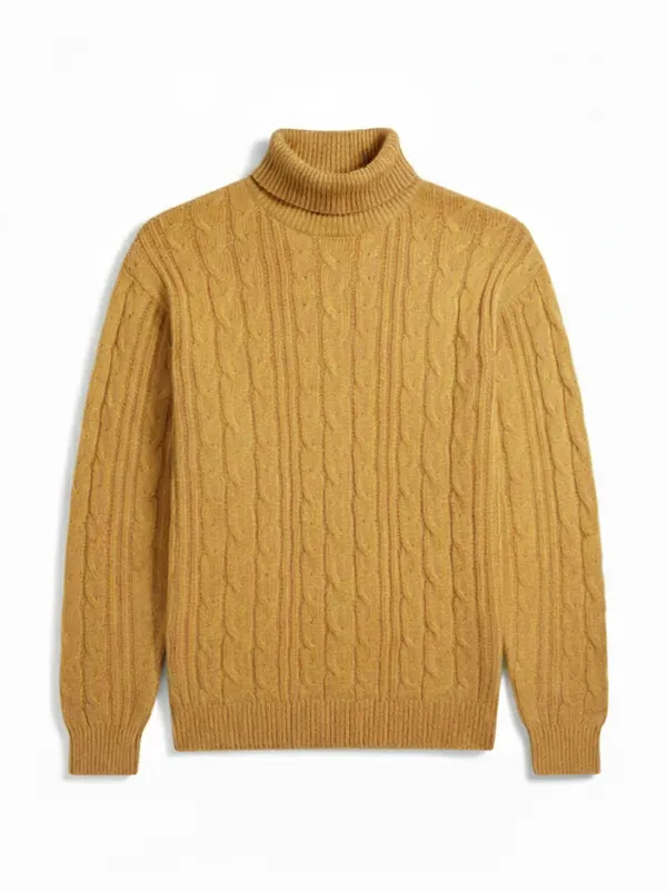 Highlander Men Yellow Turtle Neck Pullover Sweater