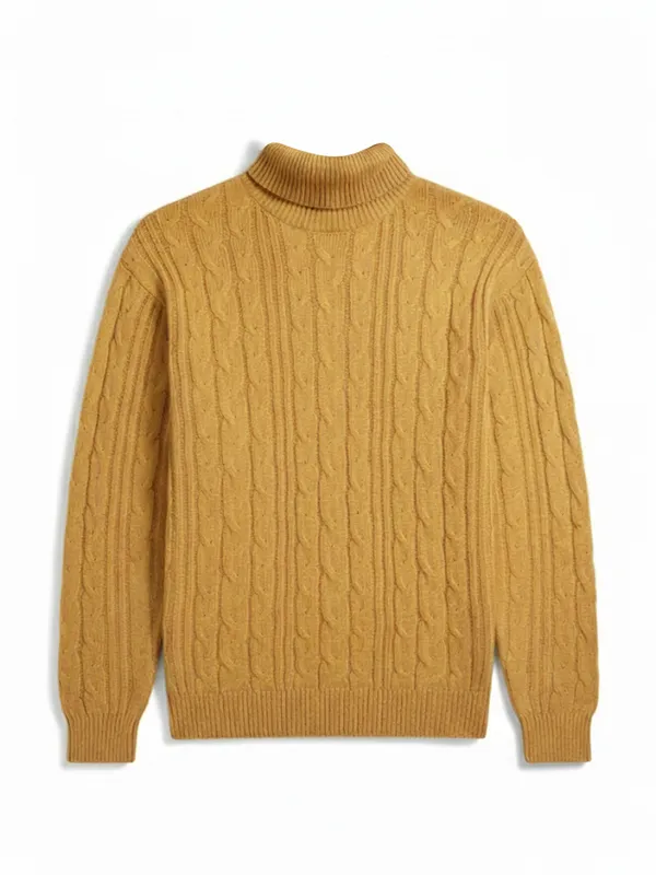 Highlander Men Yellow Turtle Neck Pullover Sweater