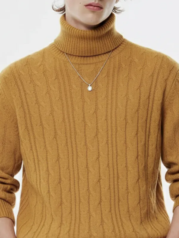 Highlander Men Yellow Turtle Neck Pullover Sweater