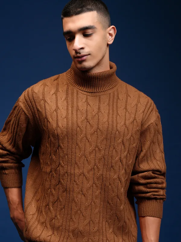 Men Self Design Sweater