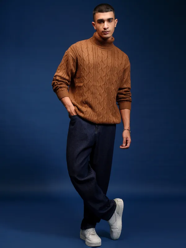 Men Self Design Sweater