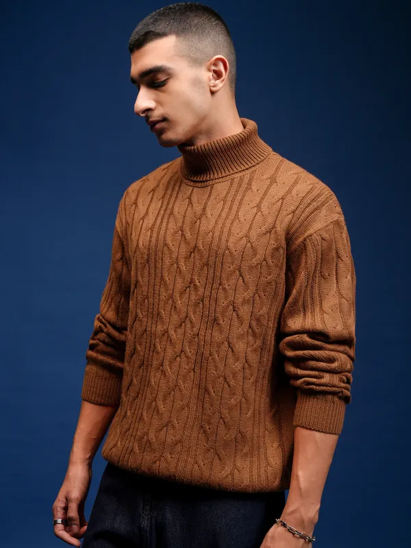 Men Self Design Sweater