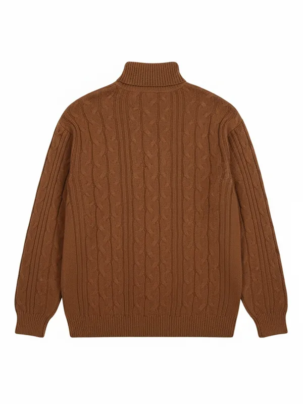 Highlander Men Brown Turtle Neck Pullover Sweater
