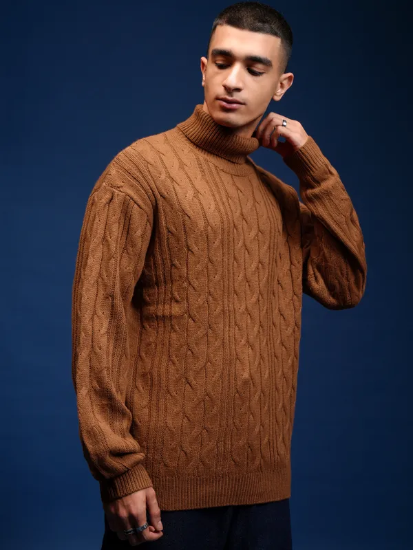 Men Self Design Sweater