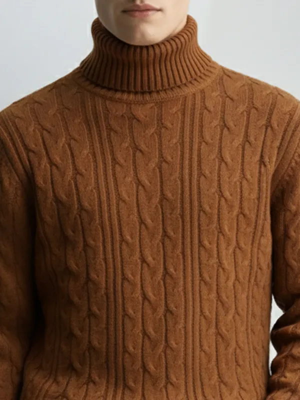 Highlander Men Brown Turtle Neck Pullover Sweater