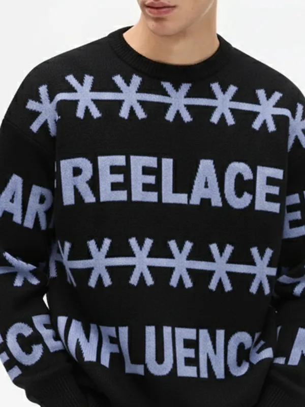 Highlander Men Black Round Neck Pullover Sweater