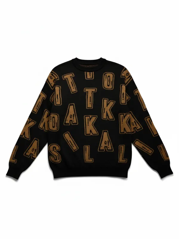 Highlander Men Black Round Neck Pullover Sweater