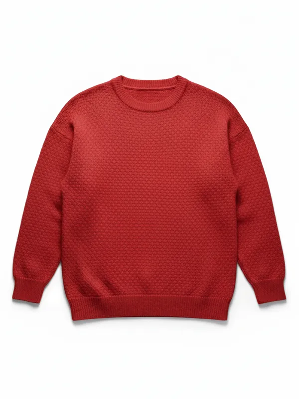 Highlander Men Red Round Neck Pullover Sweater