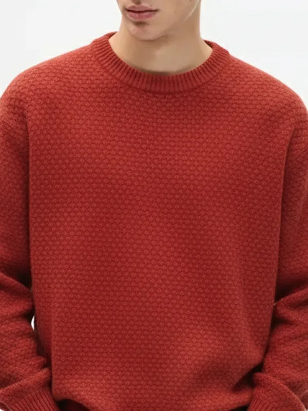 Highlander Men Red Round Neck Pullover Sweater