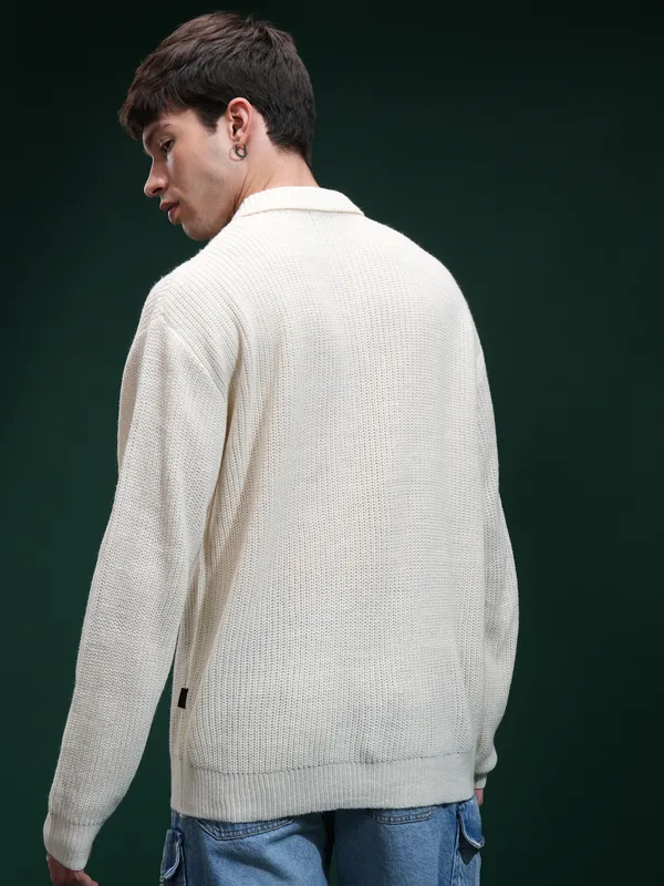 Men Self Design Sweater