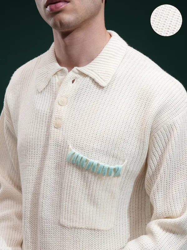 Men Self Design Sweater