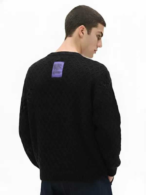 Highlander Men Black Round Neck Pullover Sweater