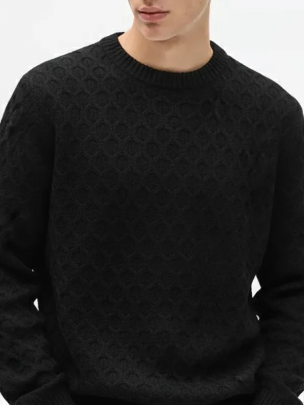 Highlander Men Black Round Neck Pullover Sweater