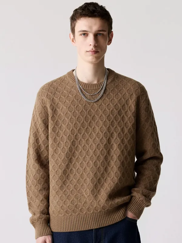 Highlander Men Brown Round Neck Pullover Sweater