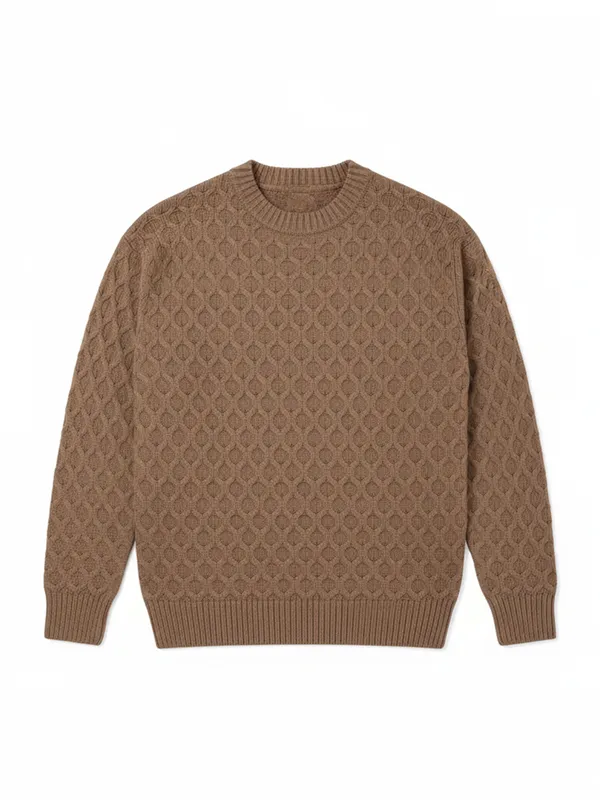 Highlander Men Brown Round Neck Pullover Sweater