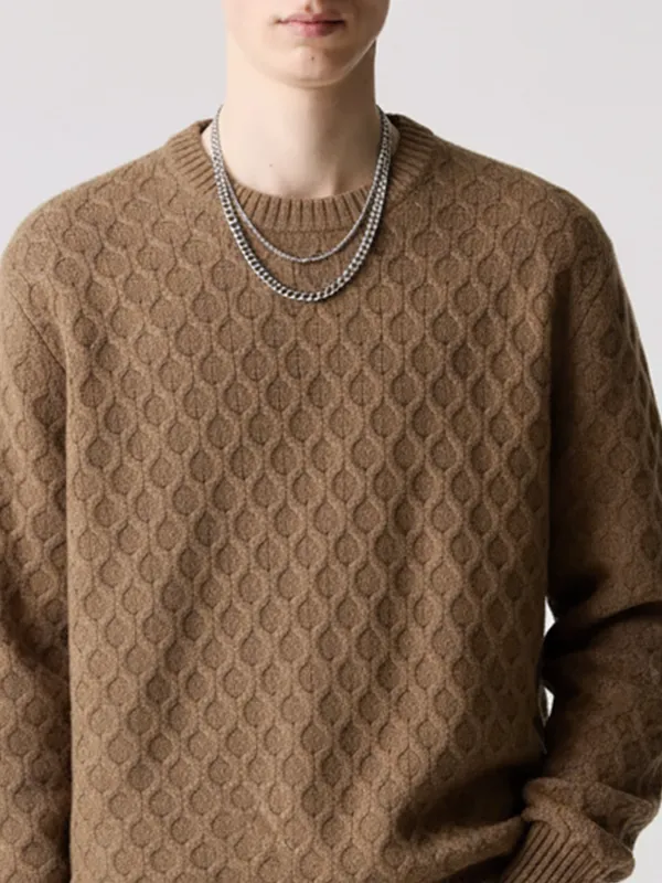 Highlander Men Brown Round Neck Pullover Sweater