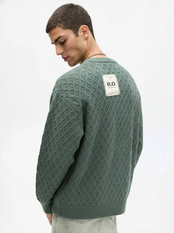 Highlander Men Green Round Neck Pullover Sweater