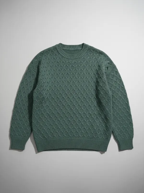 Highlander Men Green Round Neck Pullover Sweater