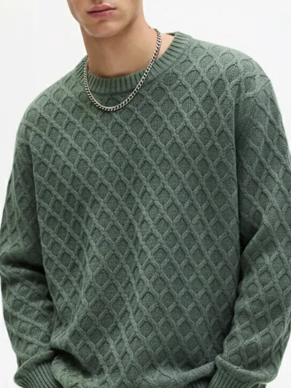Highlander Men Green Round Neck Pullover Sweater