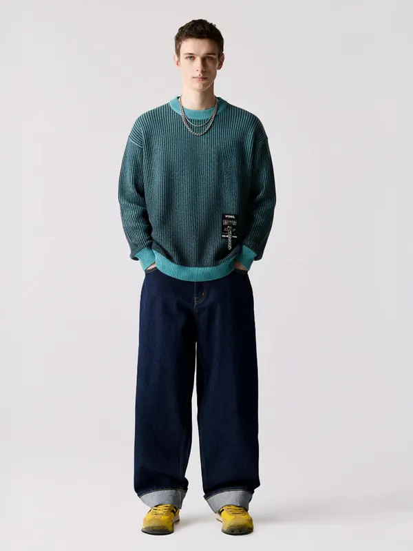 Highlander Men Charcoal Round Neck Pullover Sweater