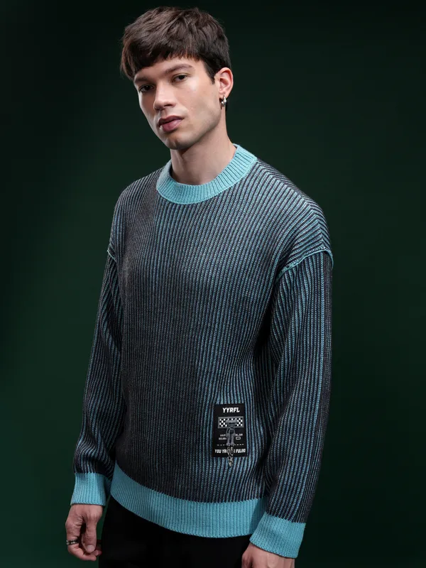 Highlander Men Charcoal Round Neck Pullover Sweater