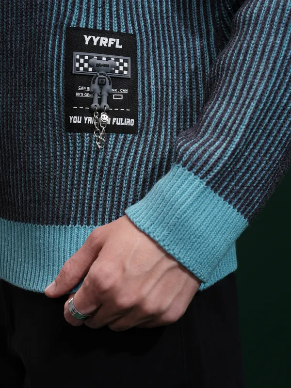 Highlander Men Charcoal Round Neck Pullover Sweater