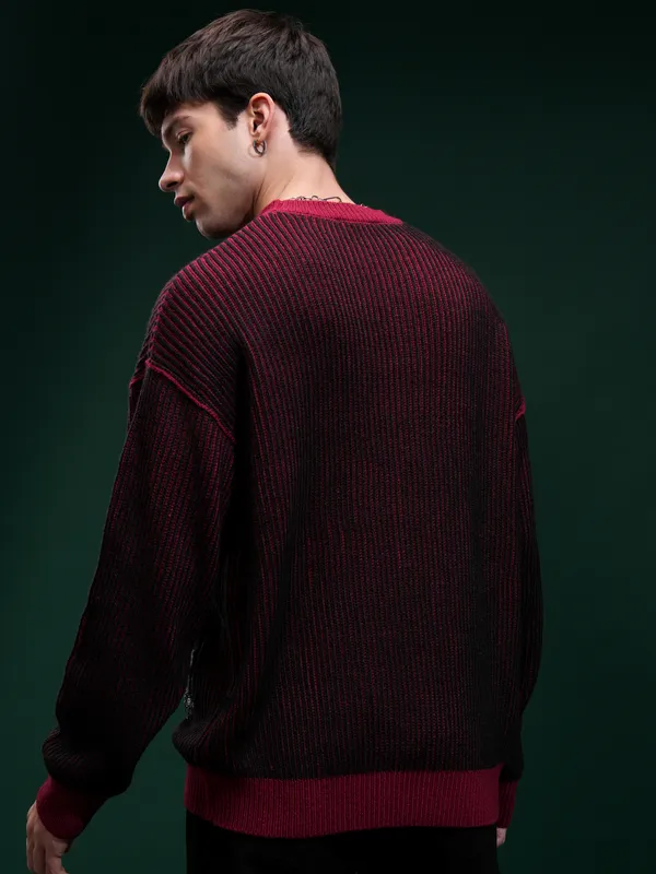 Highlander Men Black Round Neck Pullover Sweater