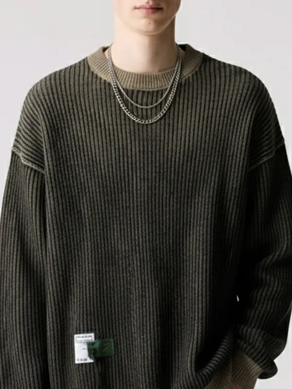 Highlander Men Black Round Neck Pullover Sweater