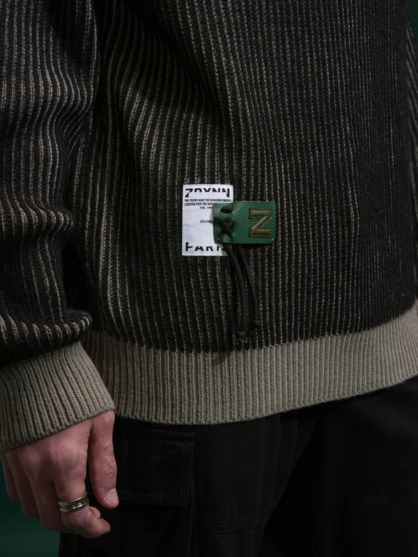 Highlander Men Black Round Neck Pullover Sweater