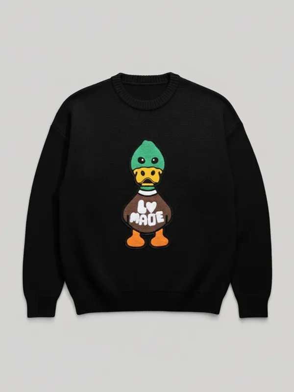 Highlander Men Black Round Neck Pullover Sweater