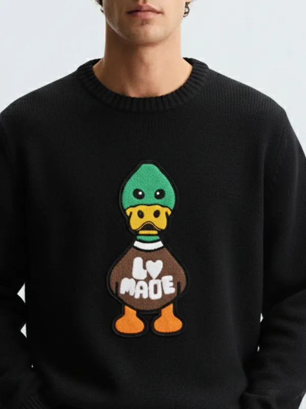 Highlander Men Black Round Neck Pullover Sweater