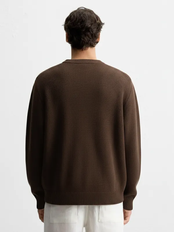 Highlander Men Brown Round Neck Pullover Sweater