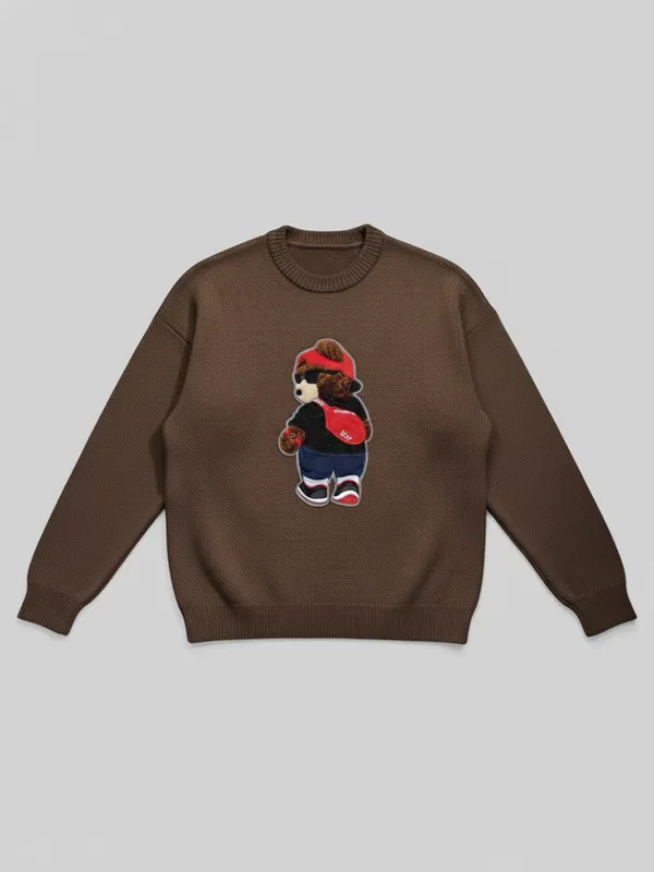 Highlander Men Brown Round Neck Pullover Sweater