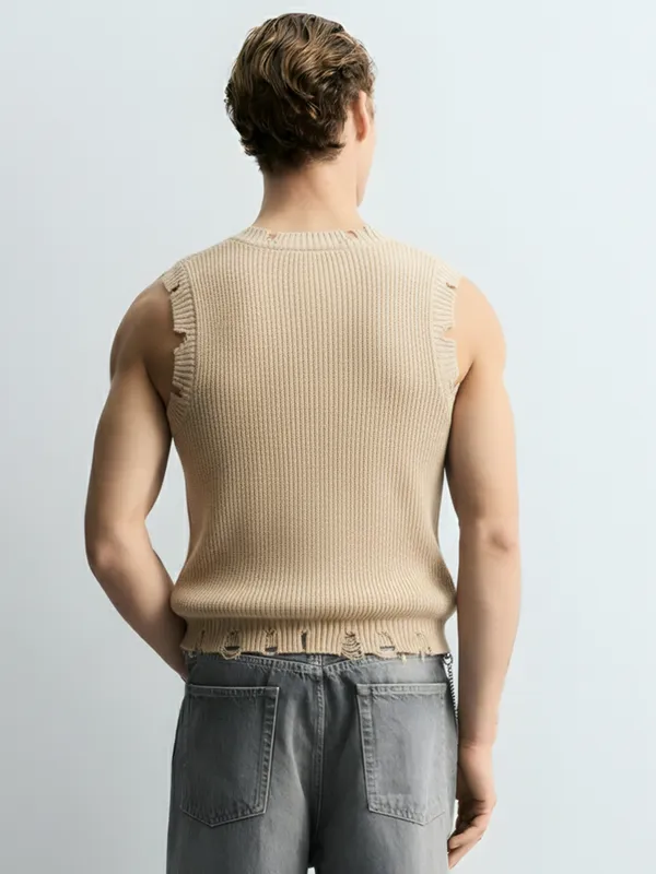 Highlander Men White V-Neck Sweater Vest Sweater