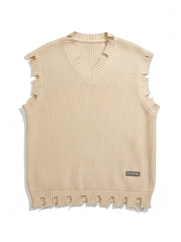 Highlander Men White V-Neck Sweater Vest Sweater