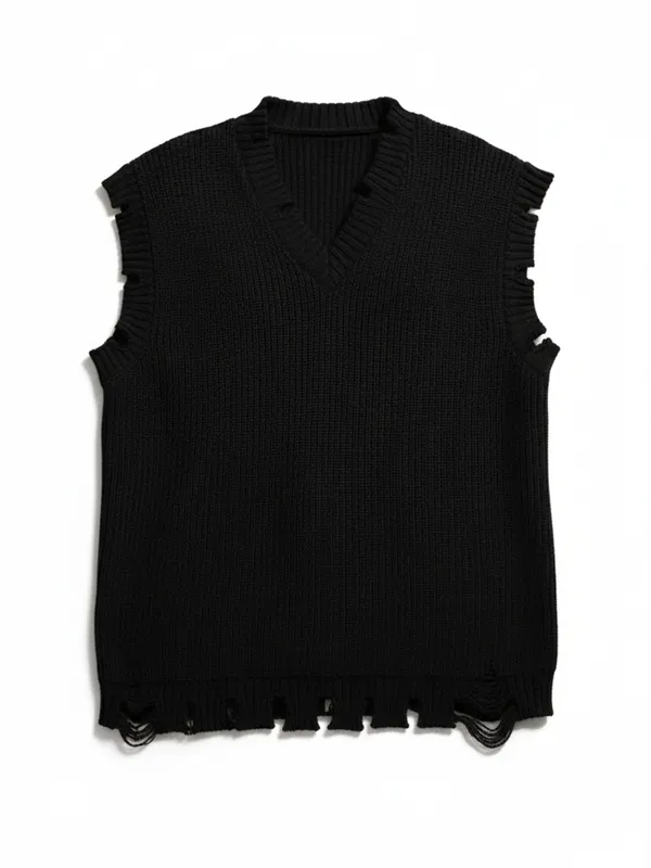 Highlander Men Black V-Neck Sweater Vest Sweater