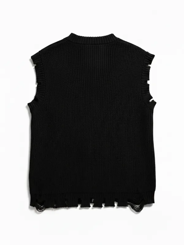 Highlander Men Black V-Neck Sweater Vest Sweater