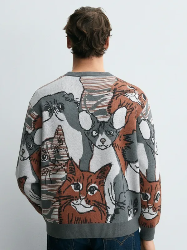 Highlander Men Brown Round Neck Pullover Sweater