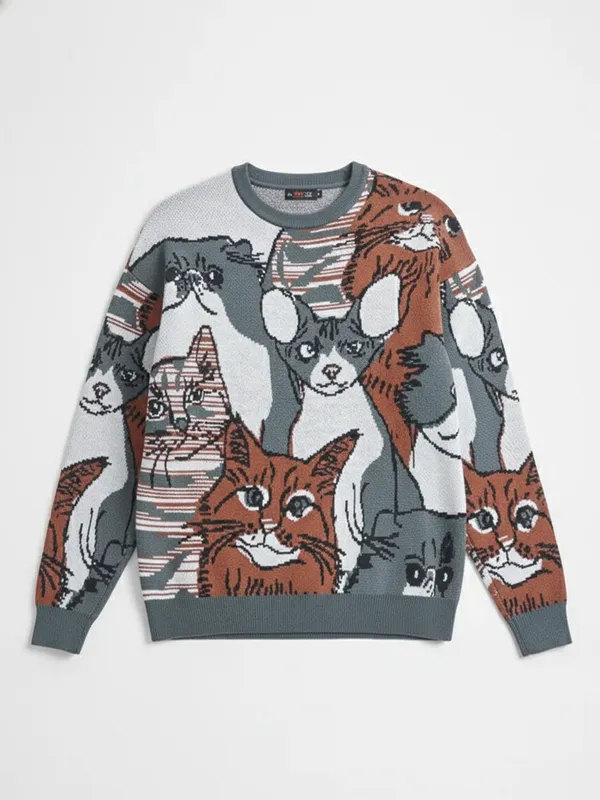 Highlander Men Brown Round Neck Pullover Sweater